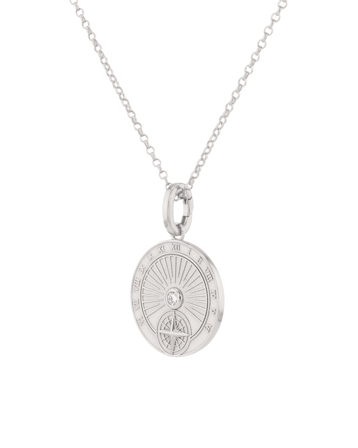 LAVANA Voyage Compass Silver Diamond Pendant