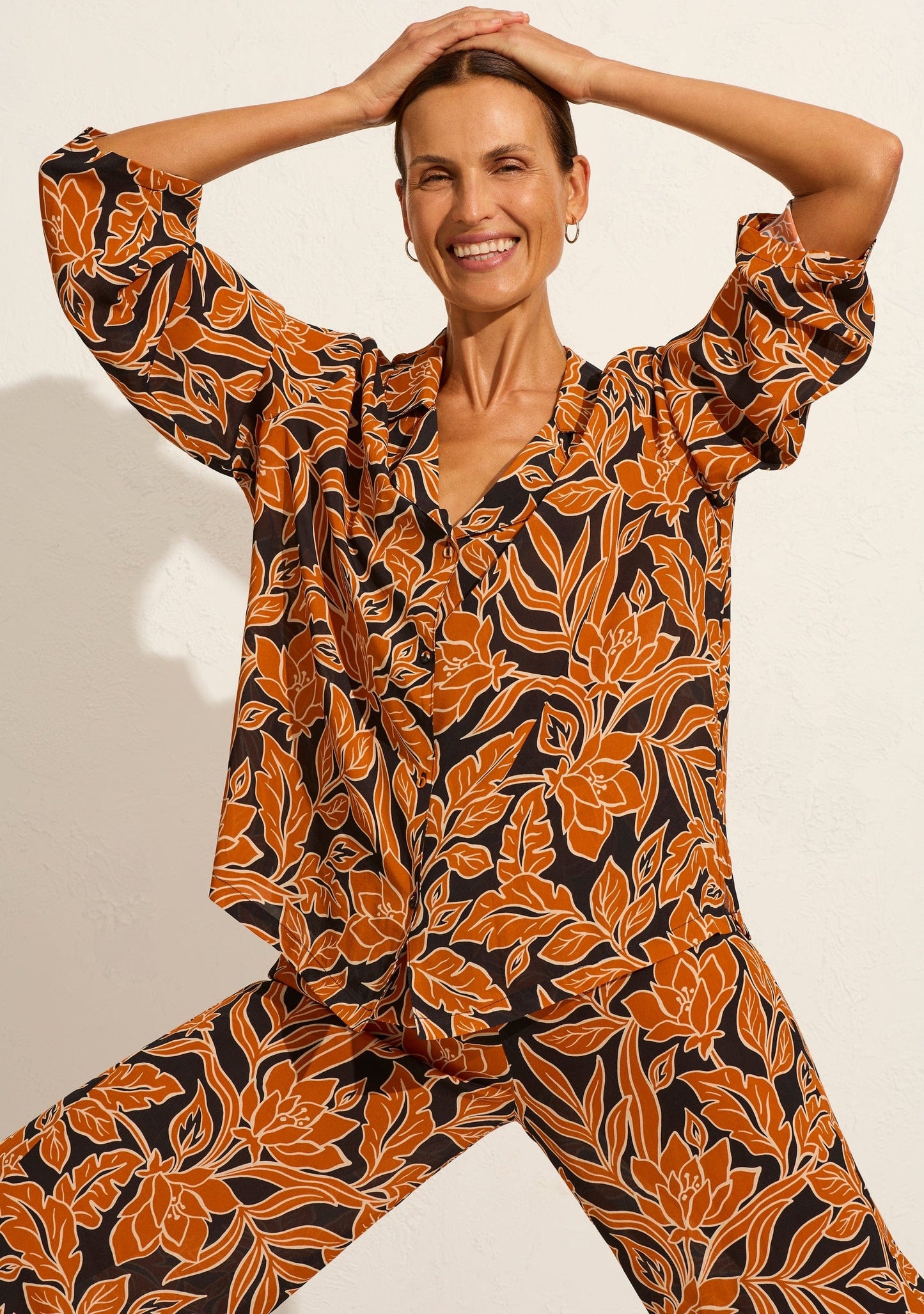 Image of a model wearing Tops. Productname: Auguste The Label Martha Shirt in Black colour by brand - Auguste The Label