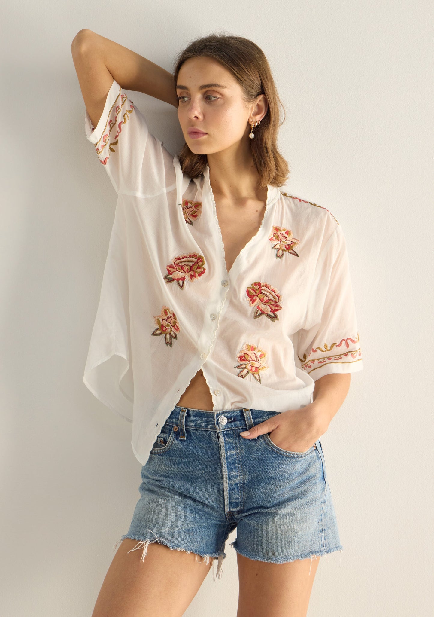 Auguste The Label Vesper Embroidered Blouse (White)