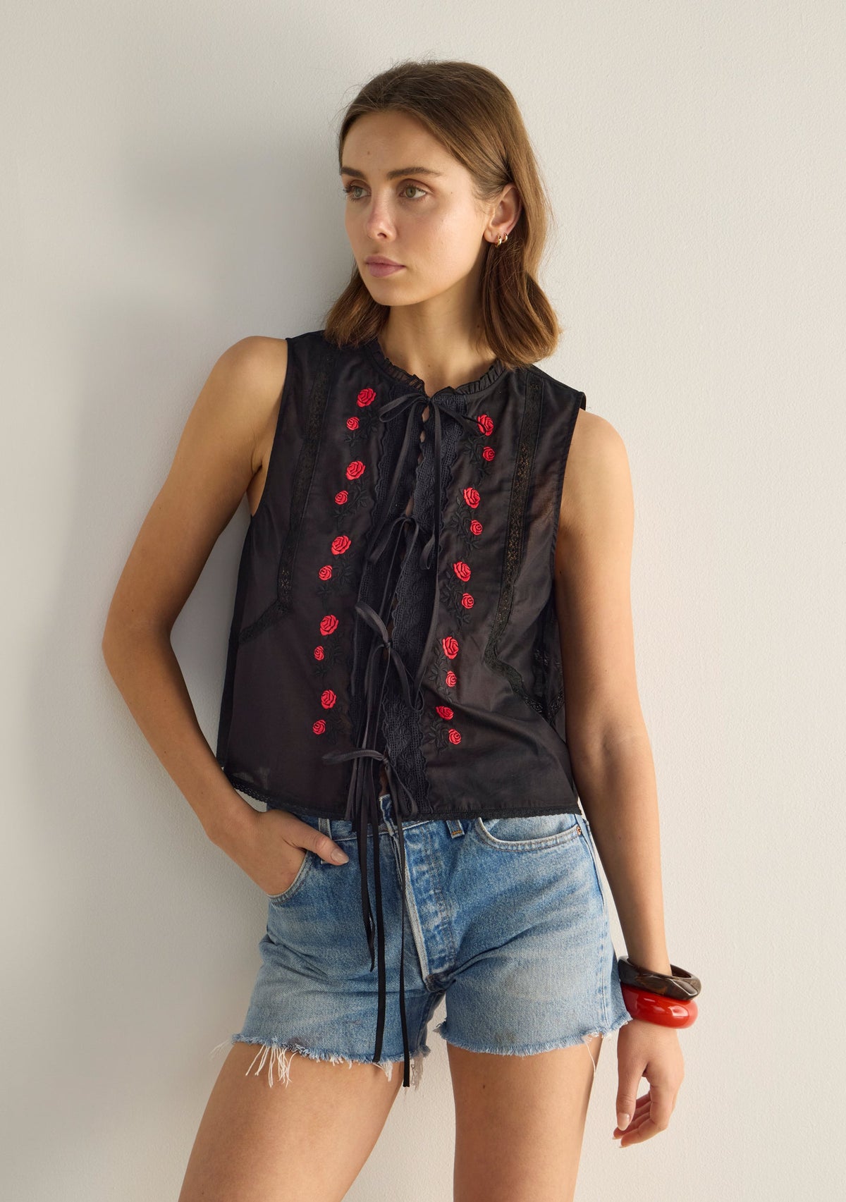 Auguste The Label Bellamy Embroidered Blouse (Black)