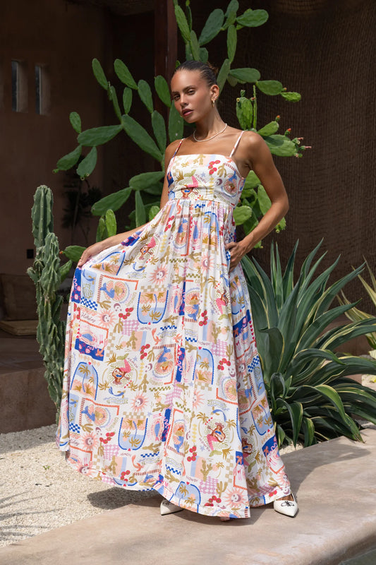 Heychic Mermaid Multicolour Abstract Maxi Dress (Multi)