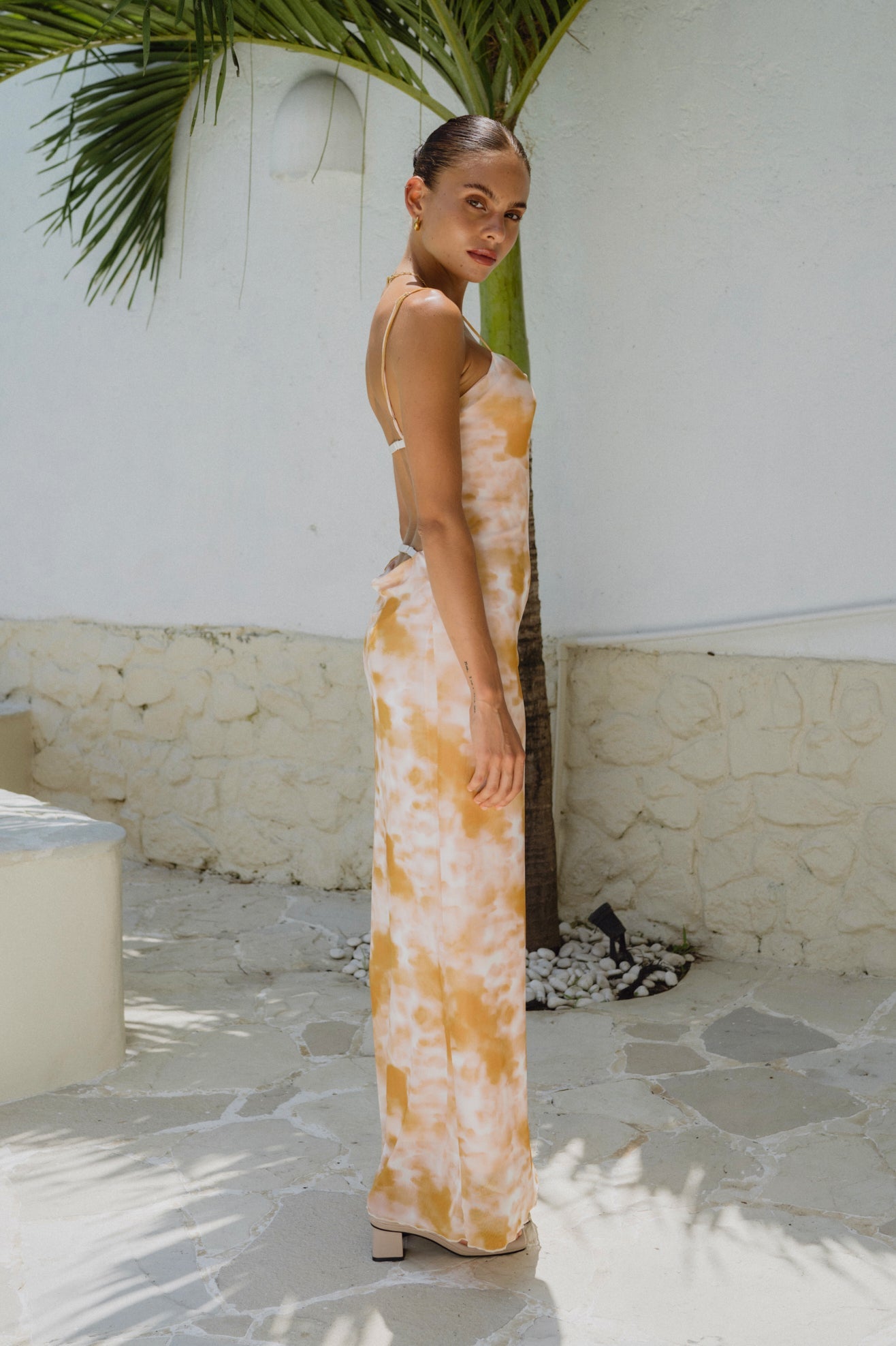 Heychic Isabela Tie Dye Abstract Maxi Dress (Yellow)