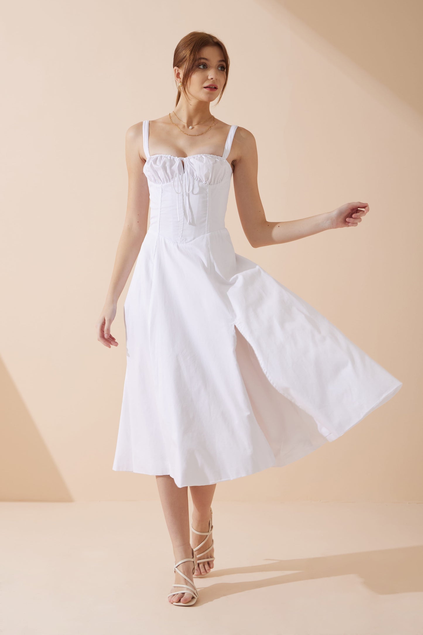 Heychic Mina Corset Detail Midi Dress (White)