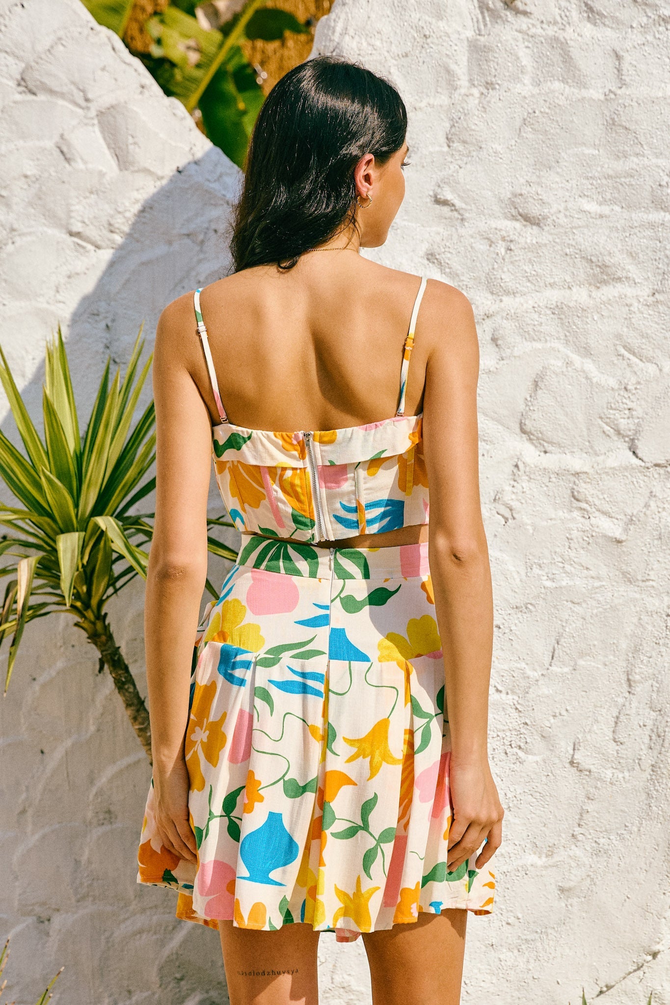 Heychic Magnolia Blue Floral Wrap Mini Skirt (Yellow)
