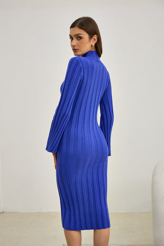 Heychic Lexi Flute Sleeve Knit Midi Dress (Blue)