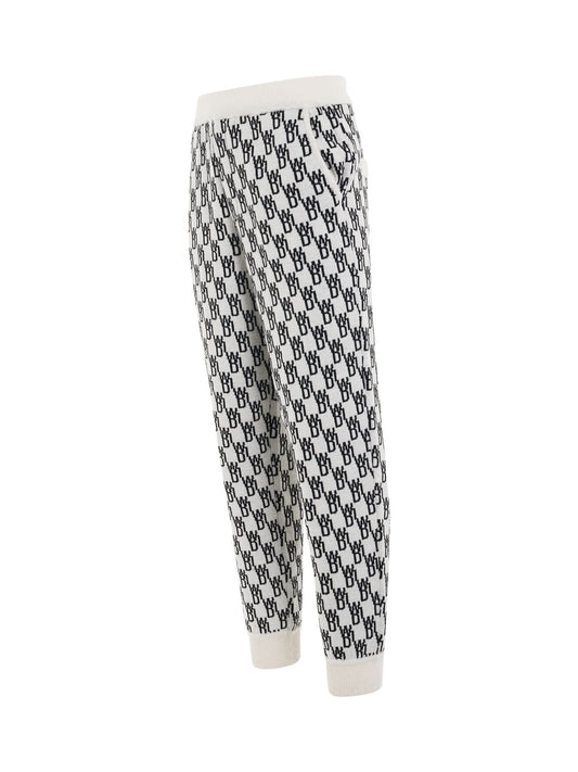 WE11DONE Logo Knit Jacquard Trouser (White)