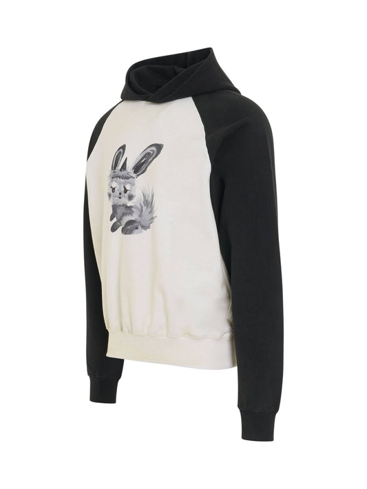 WE11DONE Washed Rabbit Print Hoodie (Black)