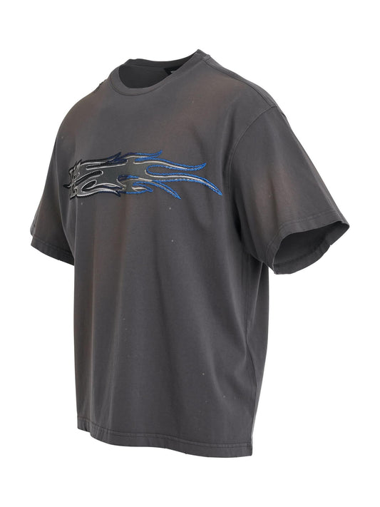 WE11DONE Metallic Print T-Shirt (Black)