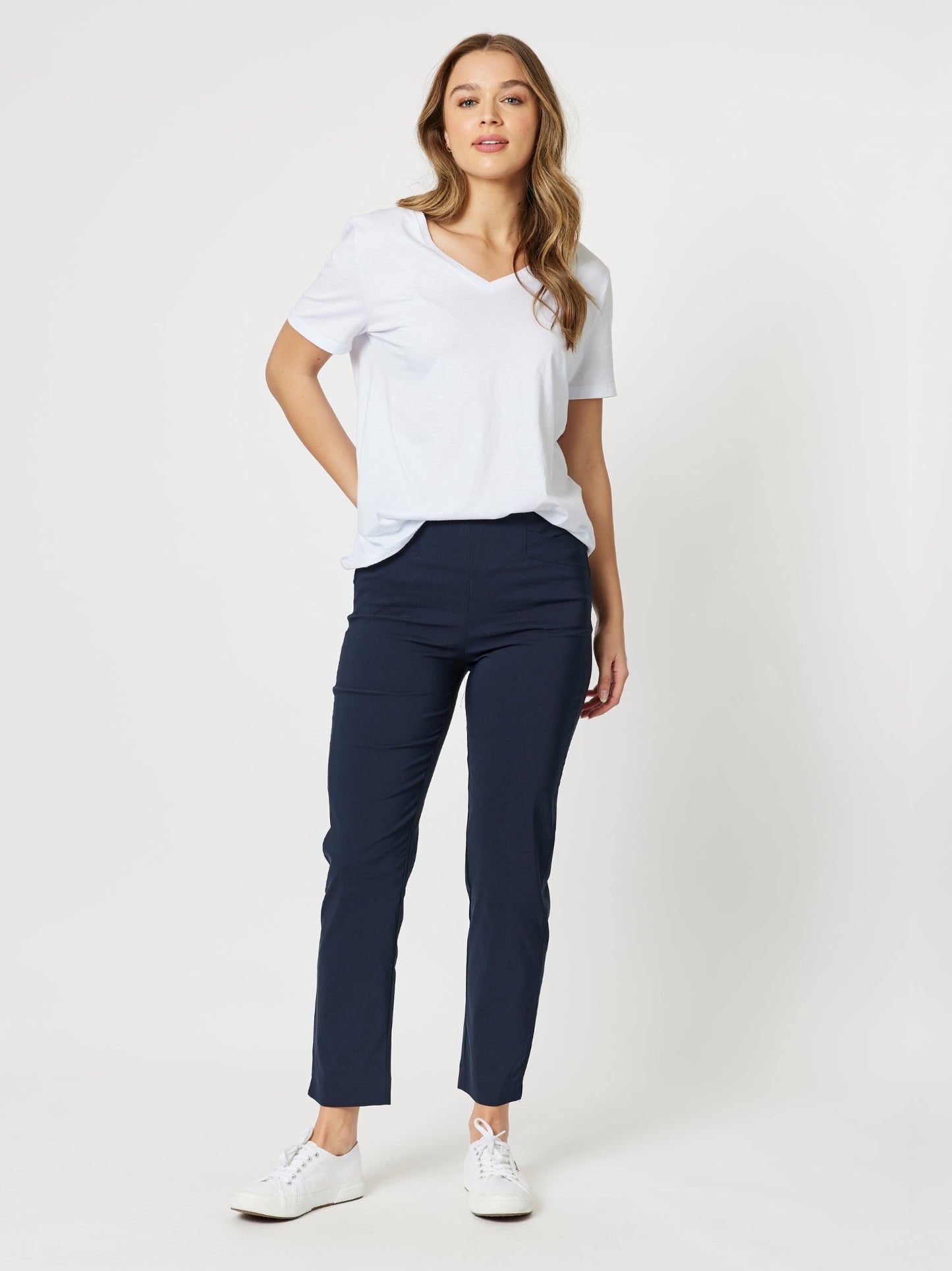 Threadz Chiara Full Length Bengaline Pant (Navy)
