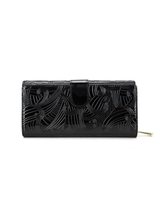 AMIRA LARGE PATENT LEATHER WALLET WITH RFID- WSF4501-BLK