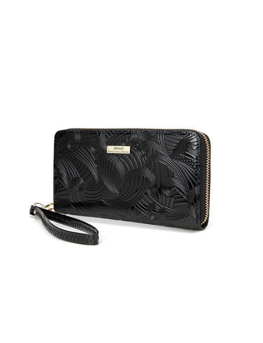 AMIRA ZIP AROUND LEATHER RFID WALLET- WSF4516-BLK
