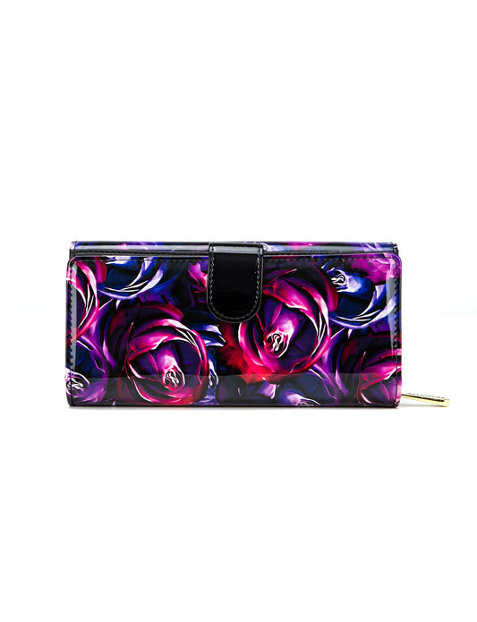 AMETHYST ROSE LARGE PATENT LEATHER WALLET WITH RFID- WSF5301- NEW IN