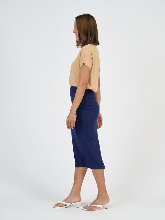 Lou Lou Maxi Bamboo Whitney Tube Skirt (Navy)