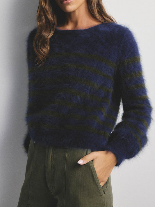 WORLD OF NOMADS TARA STRIPE CASHMERE KNIT (Navy)