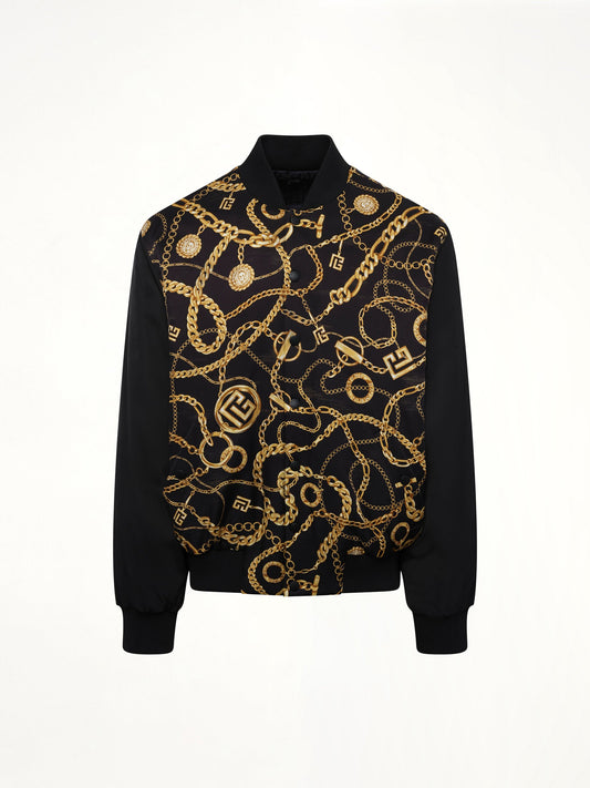 BALMAIN AO Chain&Monogram Reversible Jacket (Black/Gold)