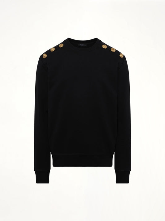 BALMAIN 6 Shoulder Button Sweatshirt (Black)