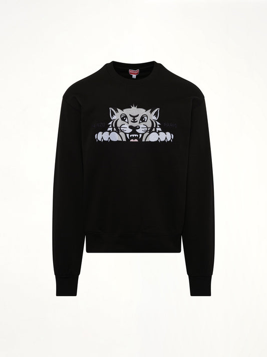 Kenzo Happy Tiger Embroidered Classic Sweatshirt (Black)