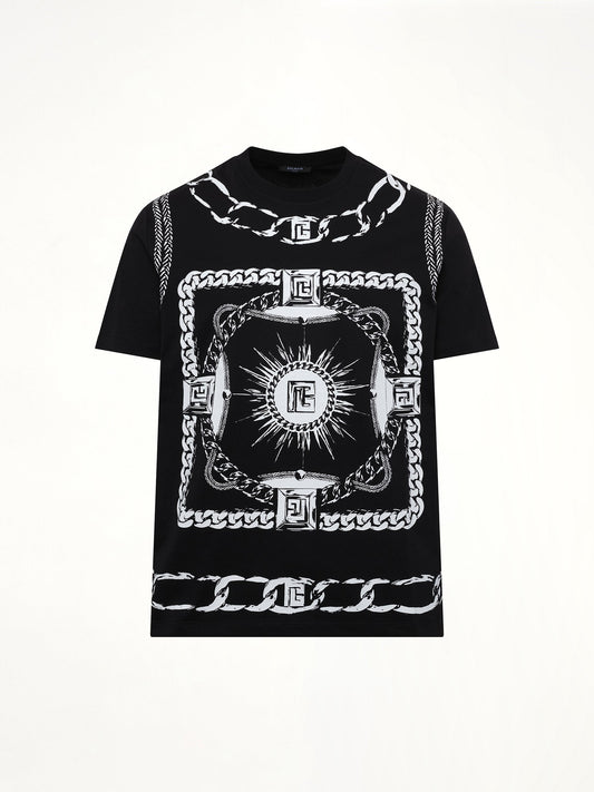 BALMAIN Foulard Print T-Shirt (Black/White)