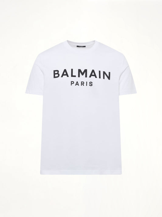 BALMAIN Logo Printed Straight Fit T-shirt (White/Black)
