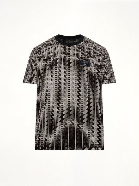 BALMAIN Monogram Couture Label Regular T-Shirt (Ivory/Black)