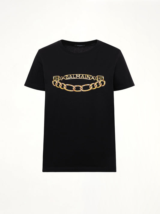 BALMAIN Balmain Chains Printed T-Shirt (Black/Gold)