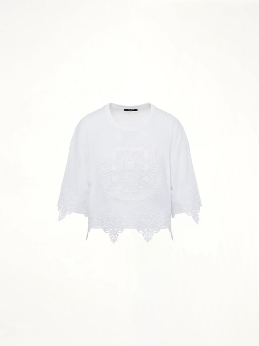Balmain Emblem Baseball T-Shirt (White)