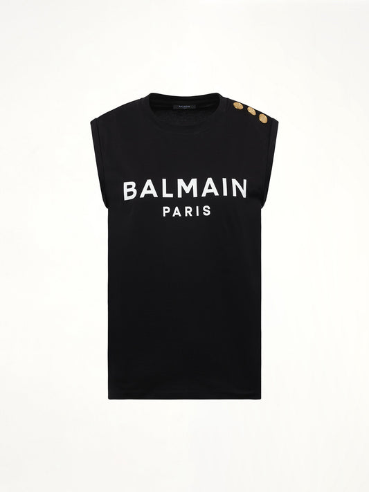 BALMAIN 3 Buttons Logo Tank Top (Black/White)