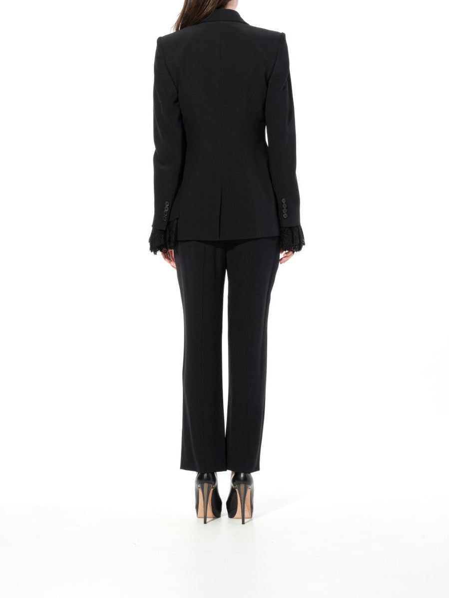 ALEXANDER MCQUEEN Leaf Lace Cig Pants (Black)
