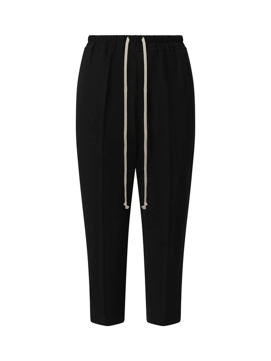 RICK OWENS Wool Cropped Drawstring Astaires Pants (Black)