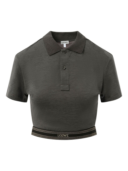 LOEWE Cropped Polo (Charcoal Melange)