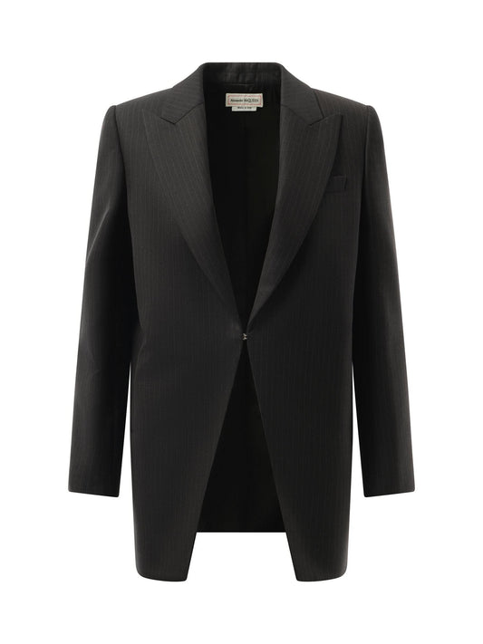 ALEXANDER MCQUEEN Cut Away Long Jacket (Grey)