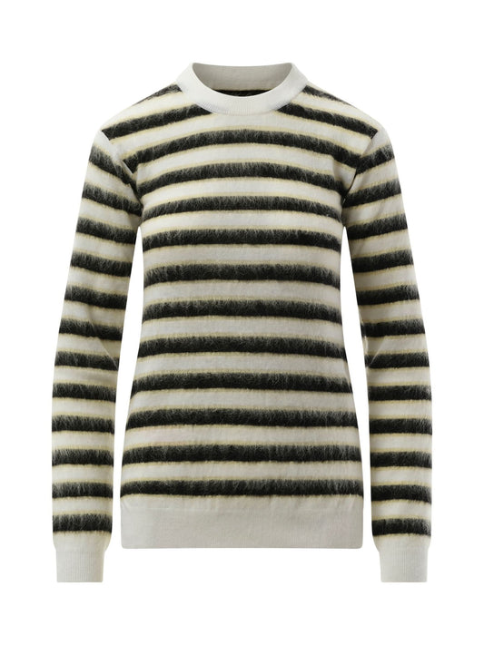 MARNI Mohair Stripe Sweater (Light Alabaster)