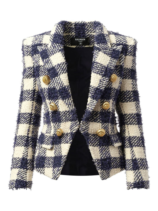 BALMAIN 6 Button Tweed Jacket (Marine White)