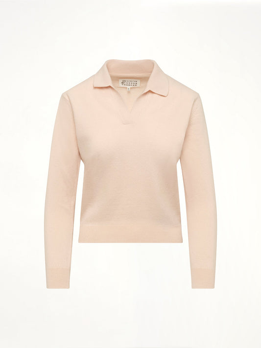 MAISON MARGIELA Lambswool Knit Polo (Pale Pink)