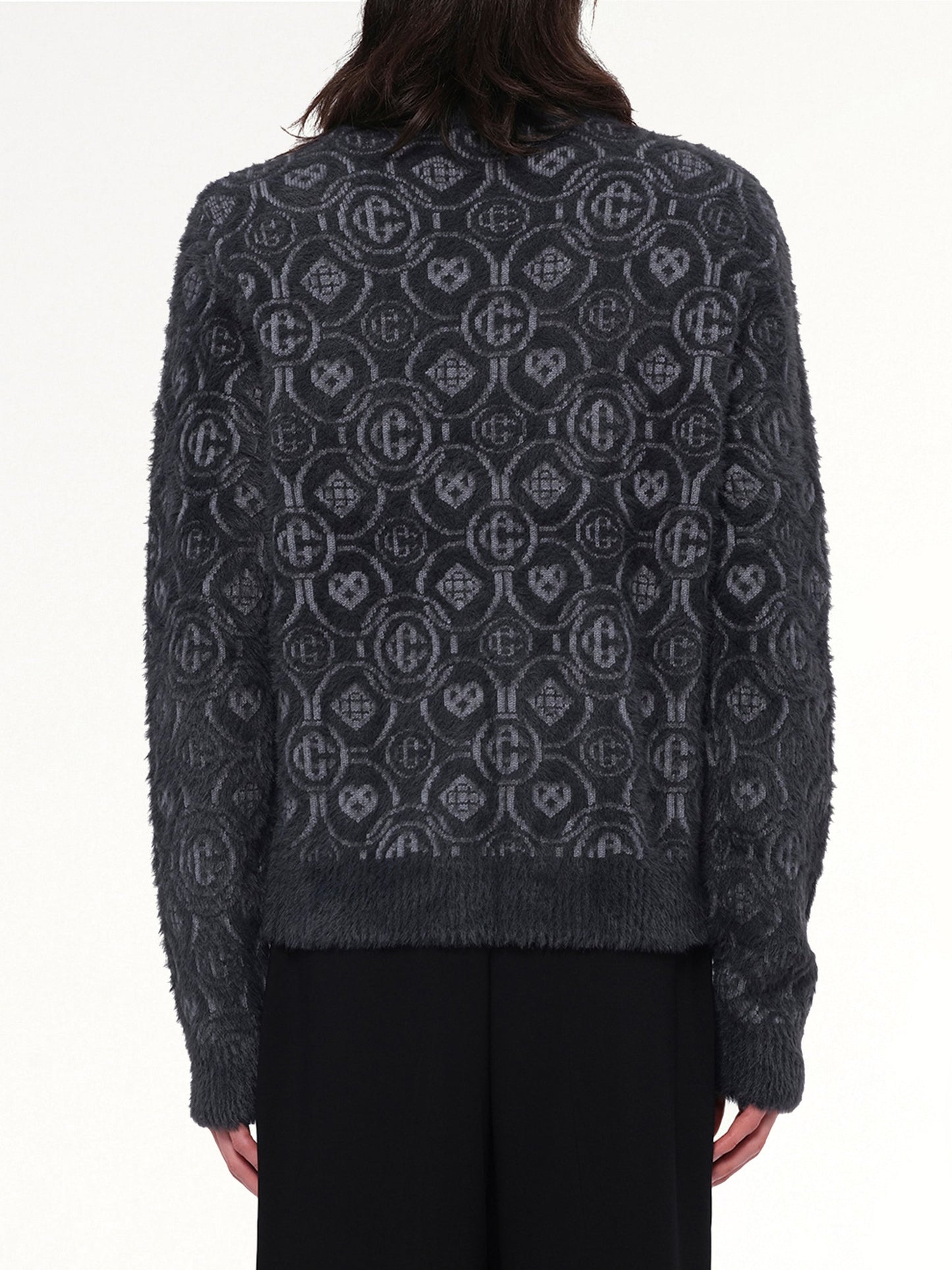 CASABLANCA Fluffy Monogram Knit Sweater (Grey)