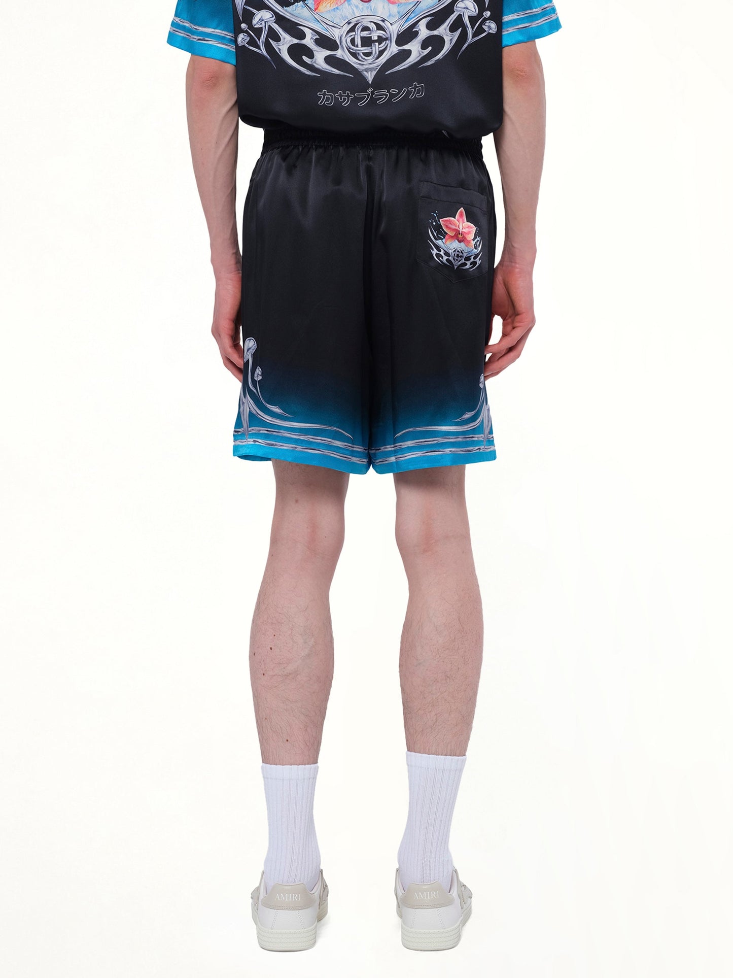 CASABLANCA Silk Satin Blades Shorts (Multicolour)
