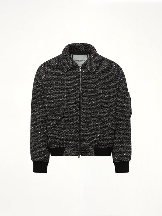 WOOYOUNGMI Tweed Bomber Jacket (Black)