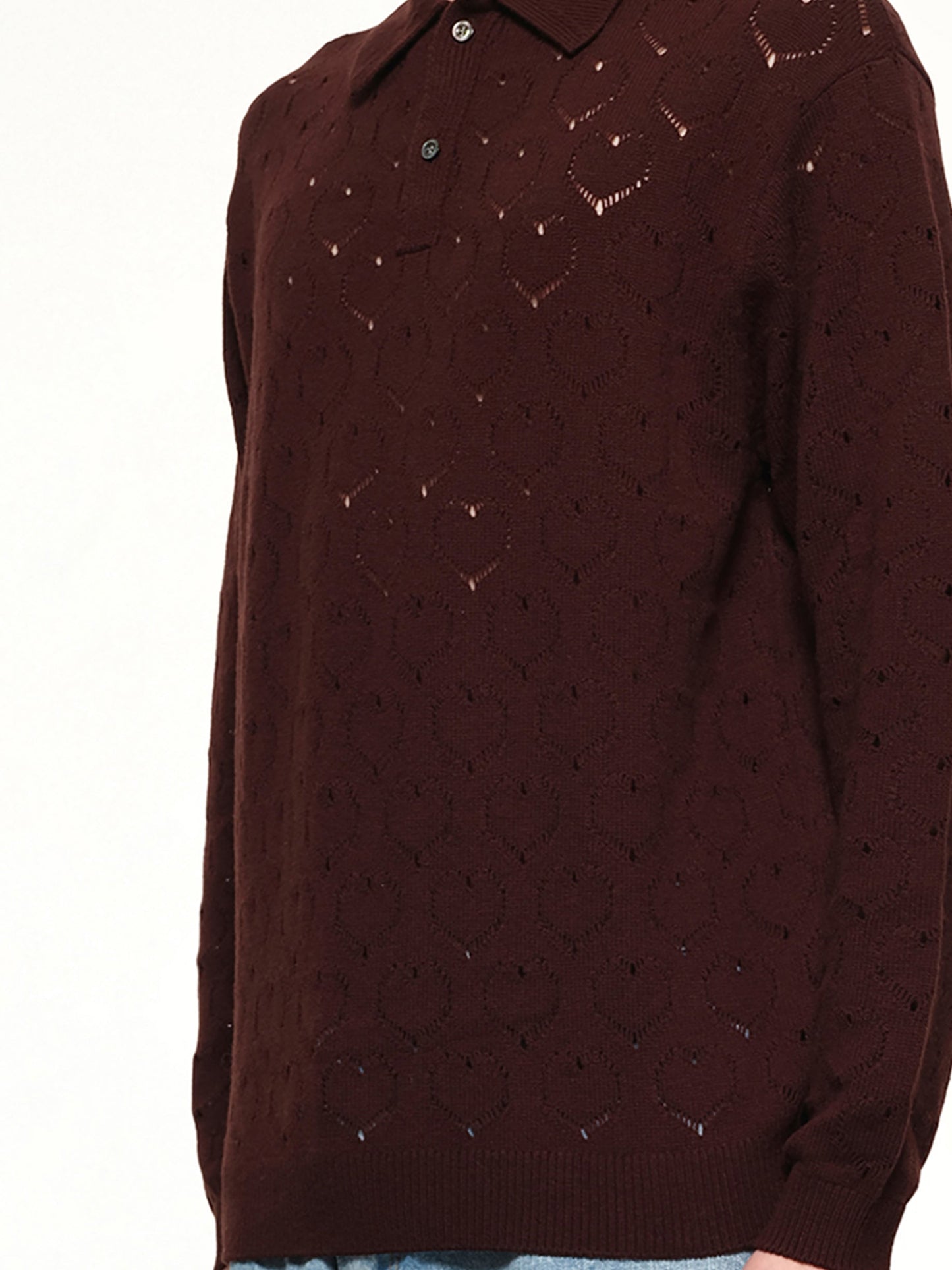 VOWELS Eyelet Polo (Dark Tobacco)