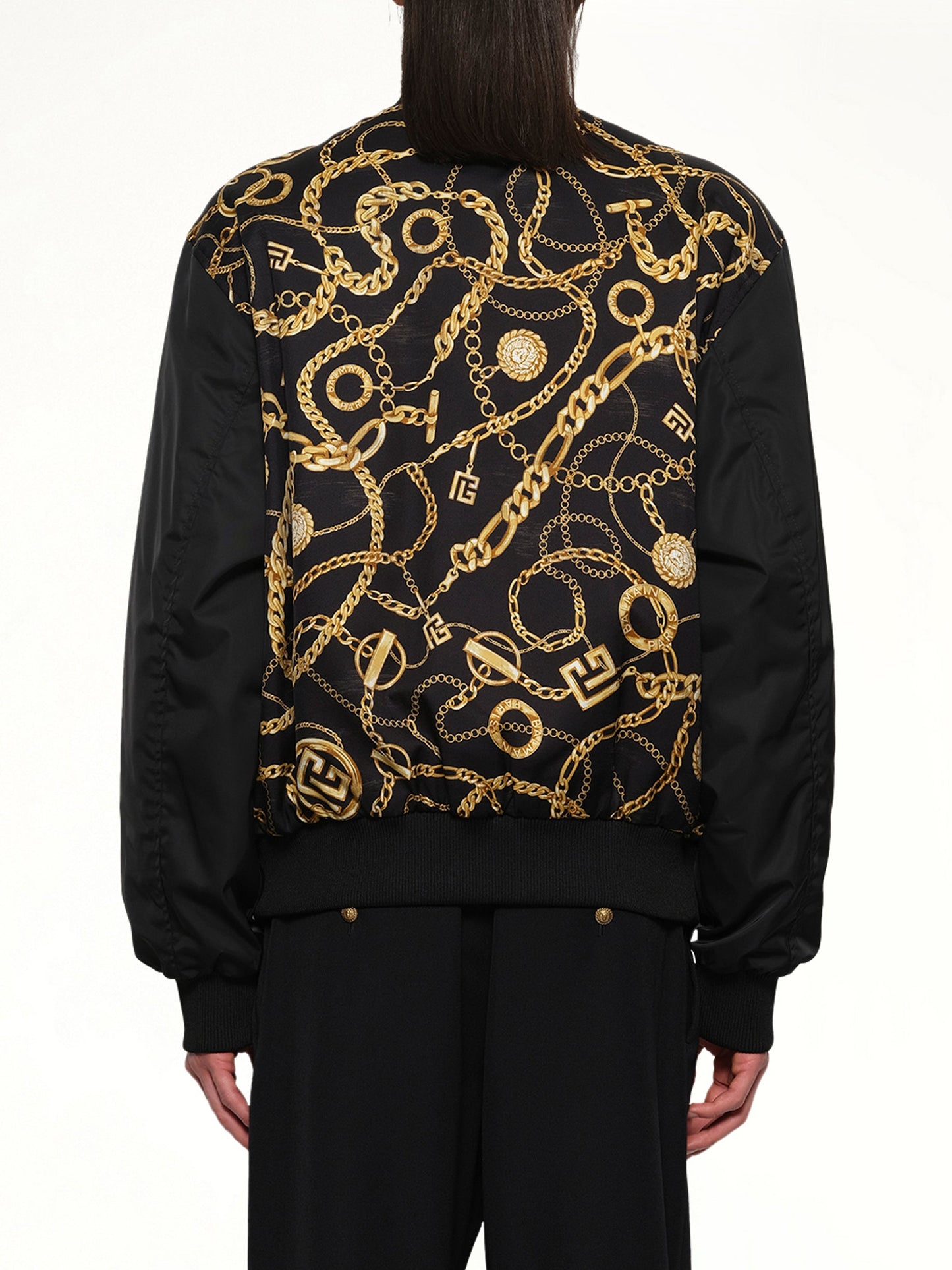 BALMAIN AO Chain and Monogram Reversible Jacket (Black)
