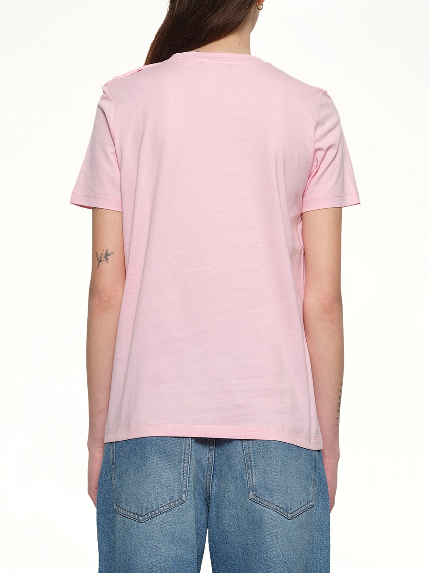 BALMAIN 3 BTN Balmain Printed T-Shirt (Rose/White)