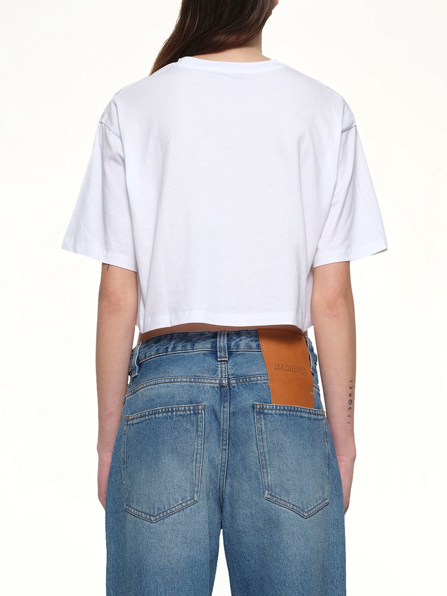 BALMAIN Logo Print Cropped T-Shirt (White)