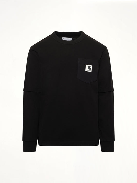 SACAI Carhartt WIP Cotton Jersey L/S T-Shirt (Black)