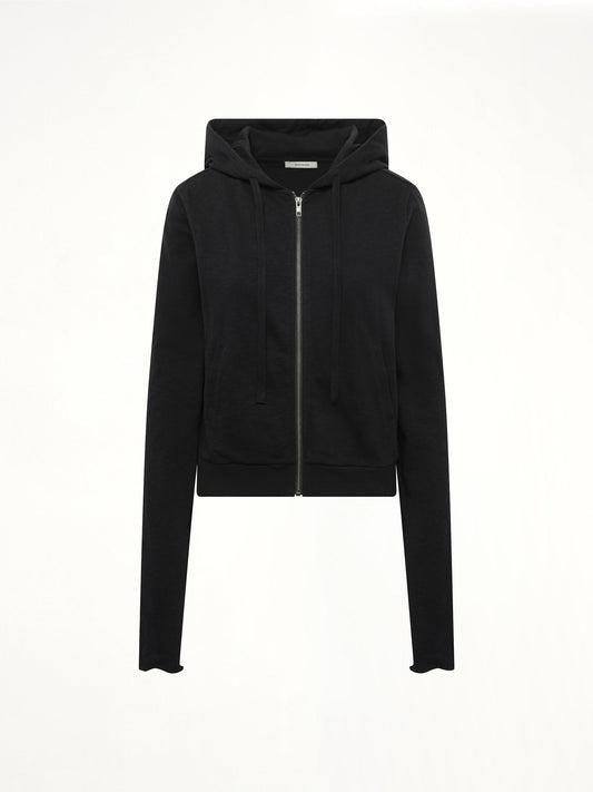 ENTIRE STUDIOS Lightweight Cropped Zip-Up Hoodie (Black)