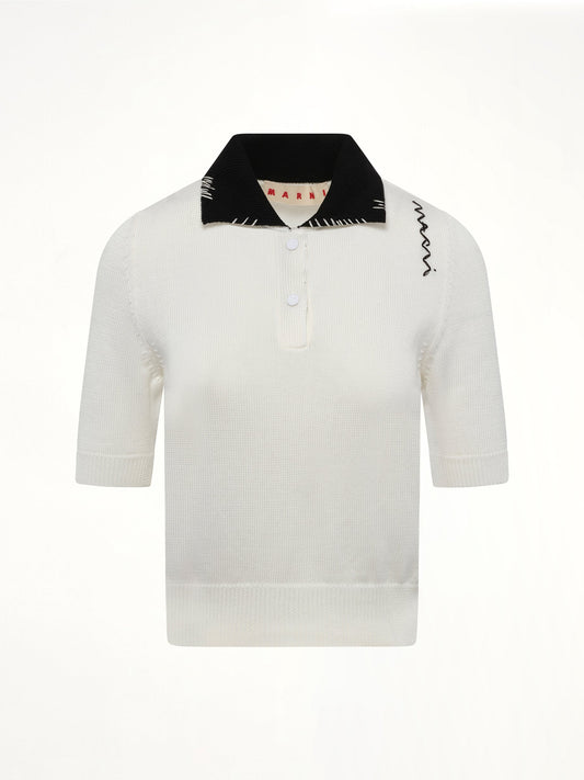 MARNI Short Sleeve Knit Polo (Natural White)