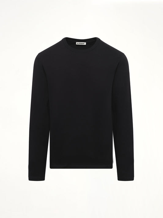 JIL SANDER Leather Patch Long Sleeve T-Shirt (Black)