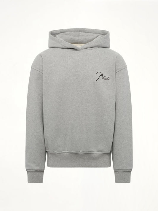 RHUDE Classique Side Zip Pullover Hoodie (Heather Grey/Black)