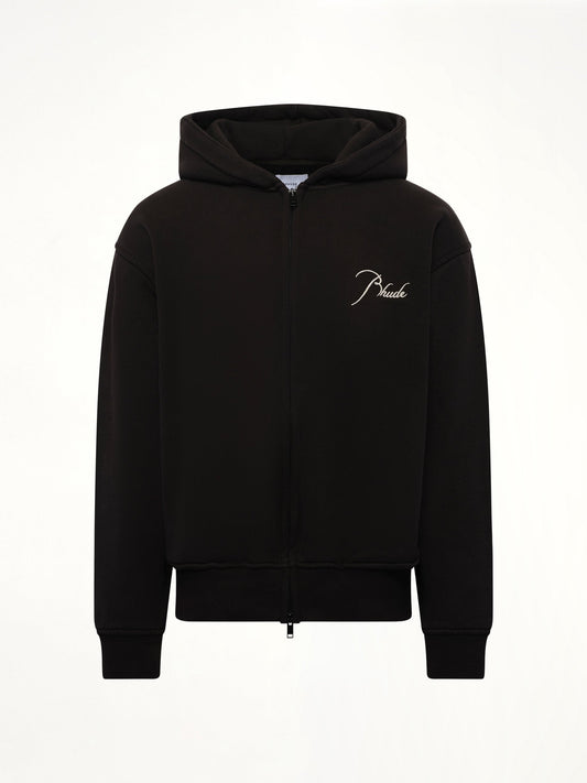 RHUDE Classique Zip Up Hoodie (Black/White)