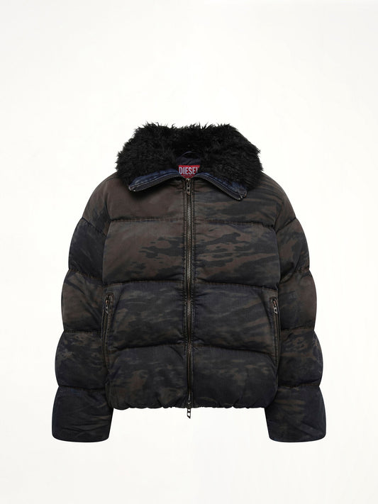 DIESEL W-JOHNS Shearling Down Jacket (Brown)