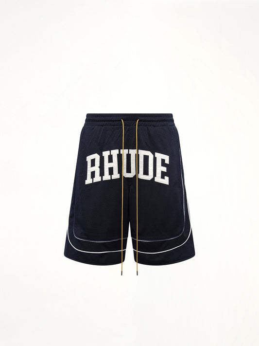 RHUDE Baggy Collegiate Logo Short (Navy / Cream)