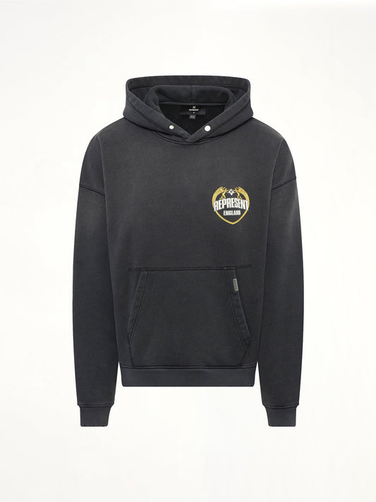 Represent Angel Border Hoodie (Stained Black)
